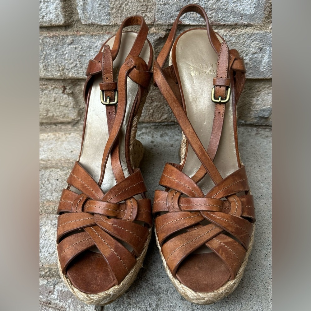 Stuart Weitzman leather wedge heels